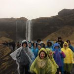 Students walking along in Iceland