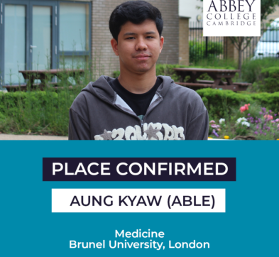 Abbey College Cambridge student Aung Kyaw Medicine Place Confirmed Able Medicine