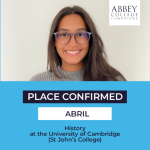 Abbey College Cambridge student Abril's confirmed place at the University of Cambridge