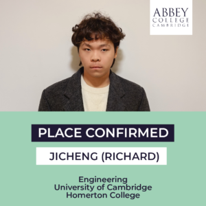 Abbey College Cambridge student Richard's place confirmed at the University of Cambridge