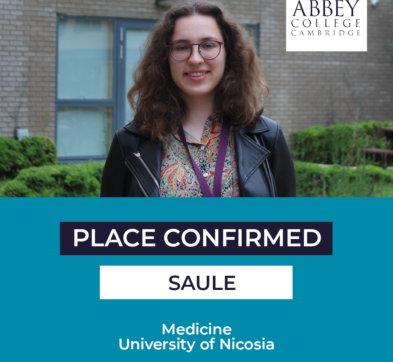 Abbey College Cambridge student Saule's Medicine Place Confirmed